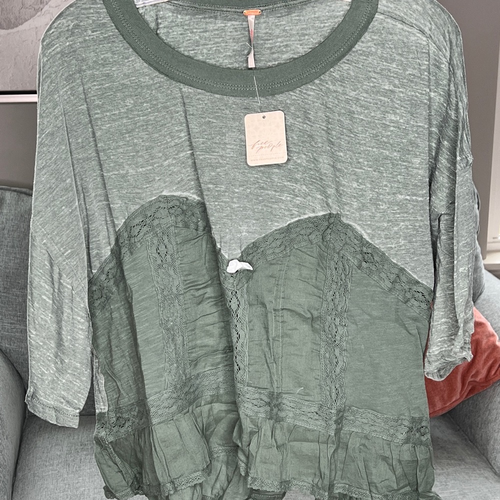 Women tee- fall in love tee- color washed army - size XL by free people
